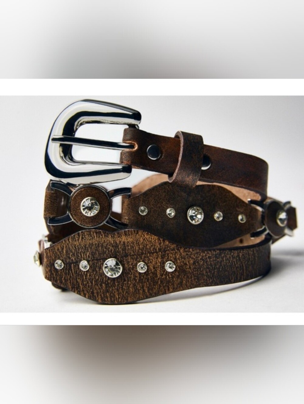 Sz 32 NWT Zara Diamond Shaped Jewel Studded %100 Leather Belt